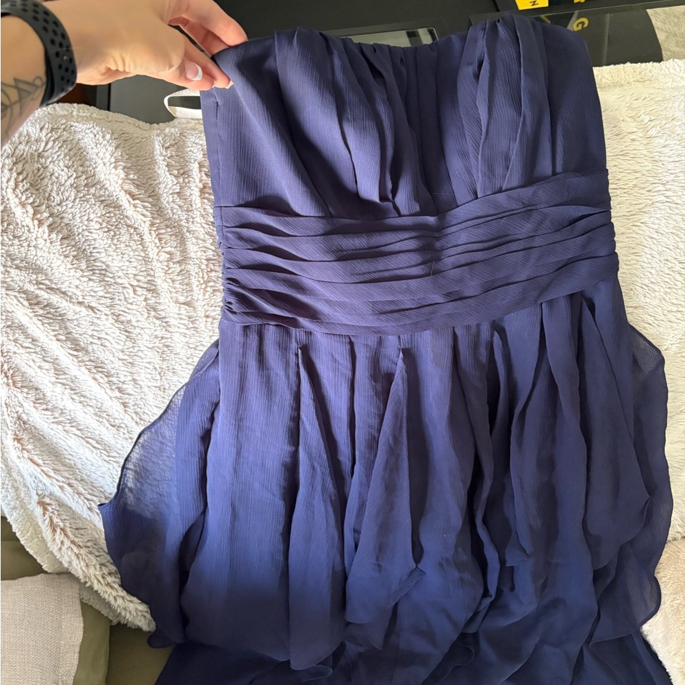Elegant Navy Blue Strapless Dress